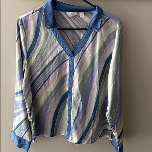 Breezies Striped Top in Blue and Green